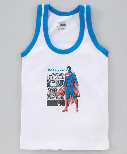 Red Rose Sleeveless Superman Print Vest - Blue