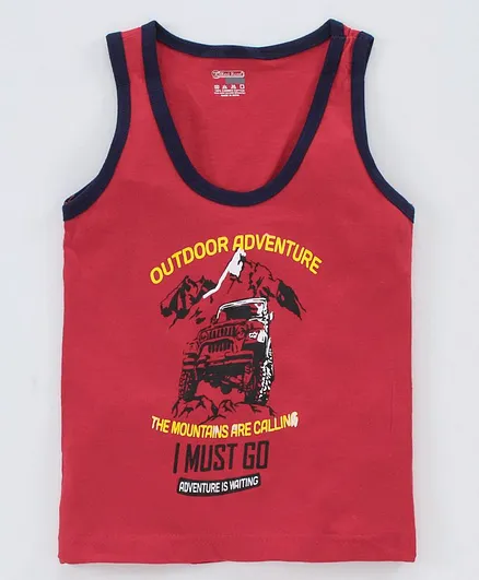 Red Rose Sleeveless Printed Vest - Red