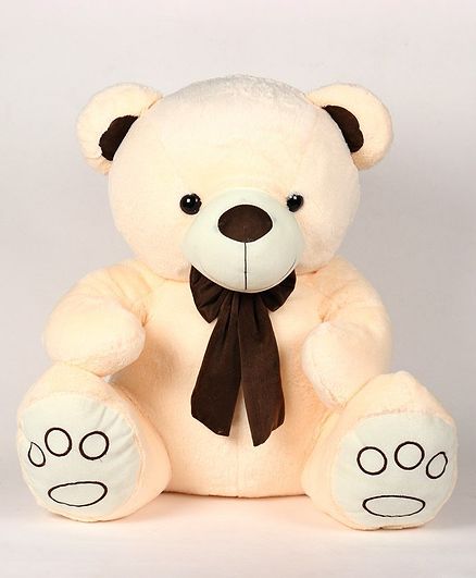 Dimpy Stuff Teddy Bear Soft Toy with Bow Cream - Height 70 cm