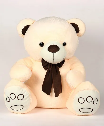 Dimpy Stuff Teddy Bear Soft Toy with Bow Cream - Height 70 cm