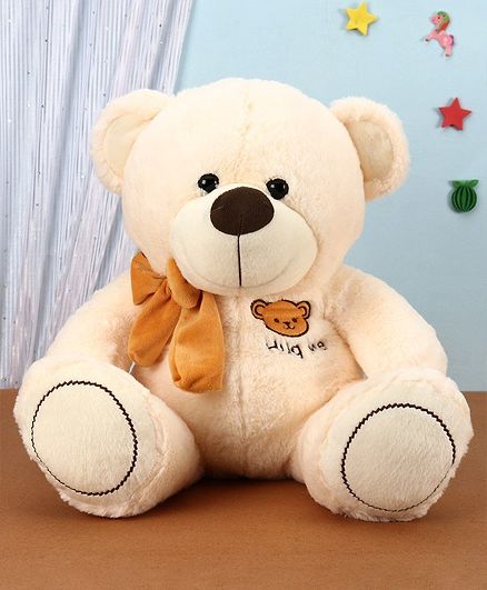 Dimpy Stuff Teddy Bear Soft Toy With Bow Cream - Height 40 cm