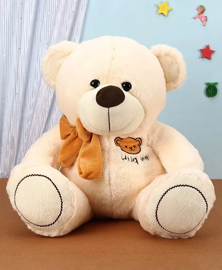 Dimpy Stuff Teddy Bear Soft Toy With Bow Cream - Height 40 cm