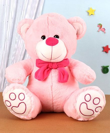 Dimpy Stuff Teddy Bear Soft Toy with Bow Pink - Height 36 cm