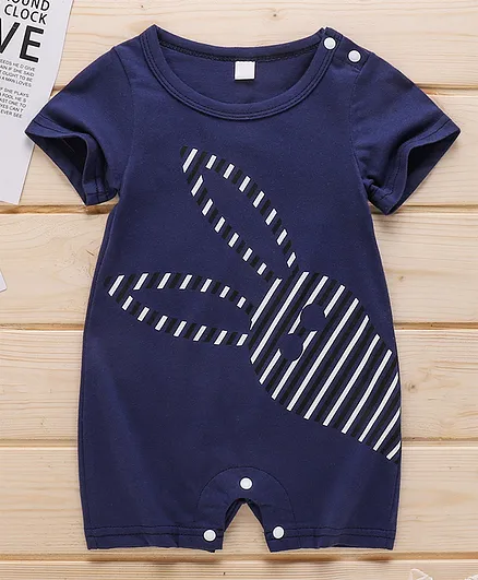 Kookie Kids Half Sleeves Rompers Bunny Print - Blue