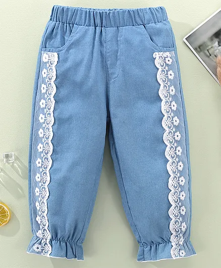 Kookie Kids Full Length Jeggings Embroidered - Blue