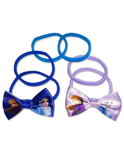 Disney Frozen Hair Rubber Bands Bow Shape 6 Pieces - Multicolour
