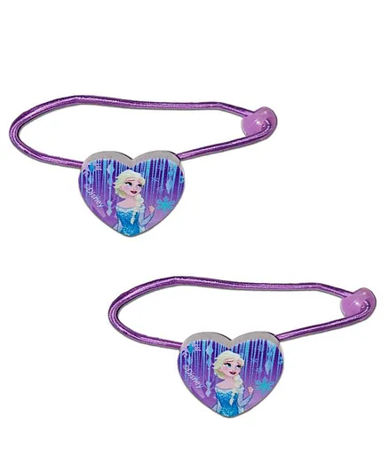 Disney Frozen Hair Rubber Bands Heart Shape 2 Pieces - Purple