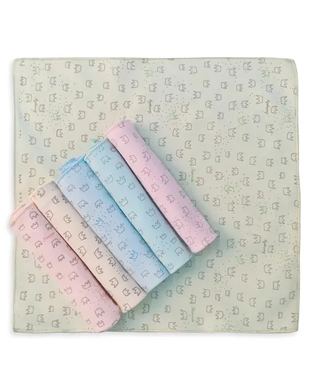 Simply Hand & Face Towels Placement Print Pack of 6 - Multicolour
