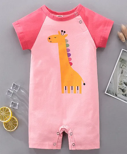 Kookie Kids Half Sleeves Romper - Pink