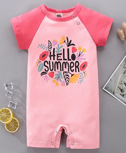 Kookie Kids Half Sleeves Romper - Pink