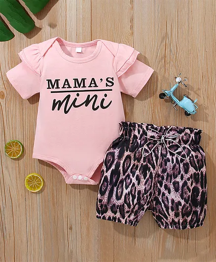 Kookie Kids Half Sleeves Onesies With Shorts - Pink