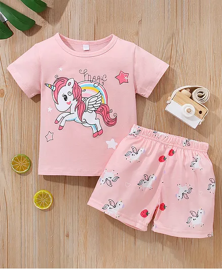 Kookie Kids Half Sleeves Nightwear - Pink