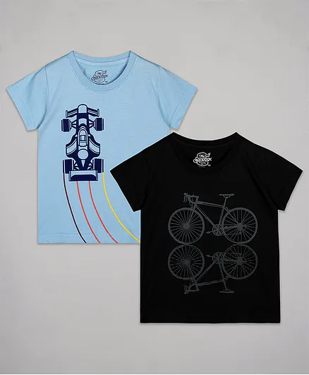The Sandbox Clothing Co. Half Sleeves Vehicle Print Pack Of 2 Tee - Multi Color