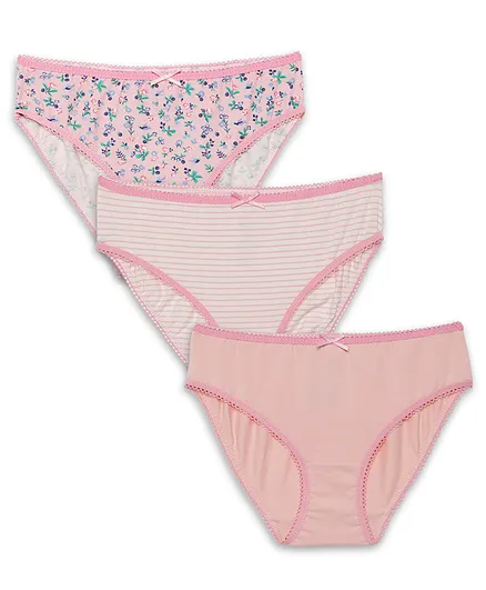 Charm n Cherish Floral Print Pack Of 3 Panties - Pink