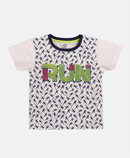 Tambourine Short Sleeves Run Print Tee - Grey