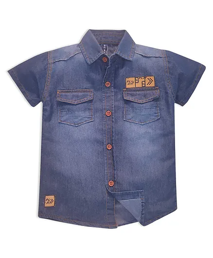 Play by Little Kangaroos Half Sleeves Denim Shirt - Dark Blue