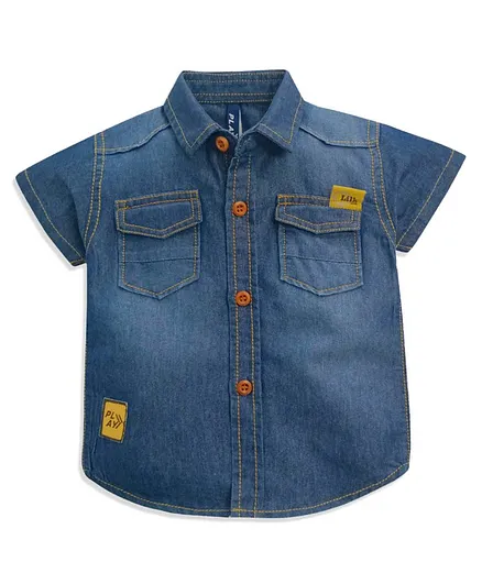 Play By Little Kangaroos Half Sleeves Denim Shirt - Blue