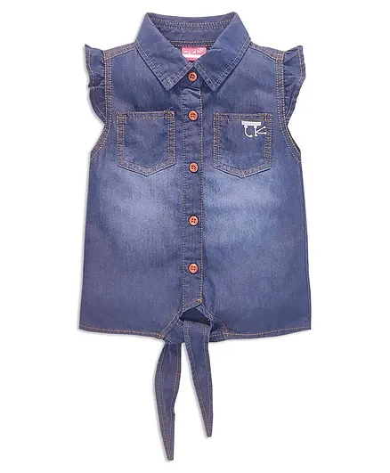 Play By Little Kangaroos Denim Sleeveless Shirt - Blue
