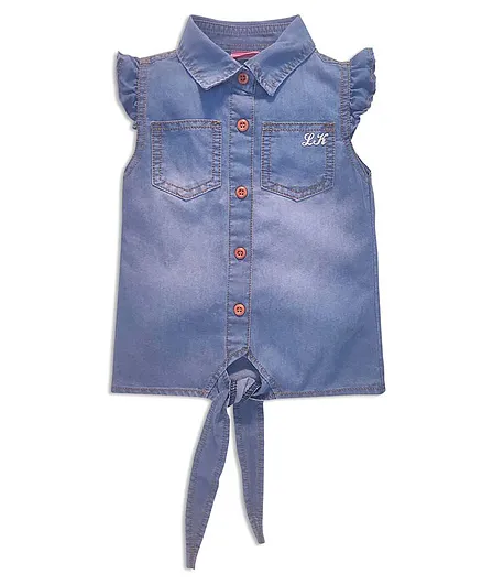 Play By Little Kangaroos Denim Sleeveless Shirt - Blue