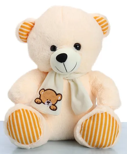 Dimpy Stuff Teddy Bear With Muffler Cream - Height 37.5 cm