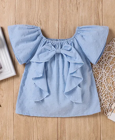 Kookie Kids Short Sleeves Top Solid Color - Blue