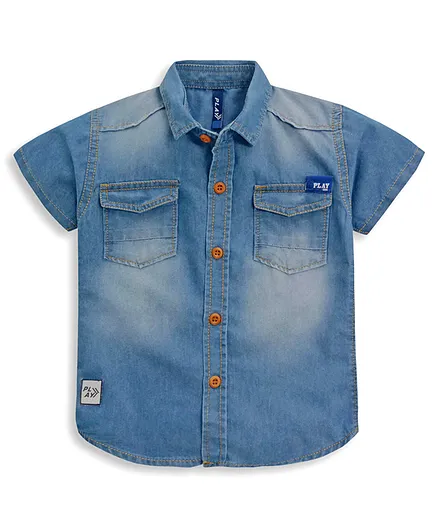 Play By Little Kangaroos Half Sleeves Shirt - Blue