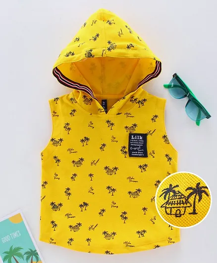 Play by Little Kangaroos Hooded Sleeveless T-Shirt - Yellow