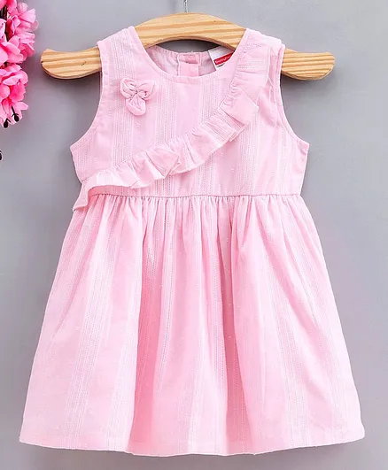 Babyhug Sleeveless Frock Solid Color - Pink