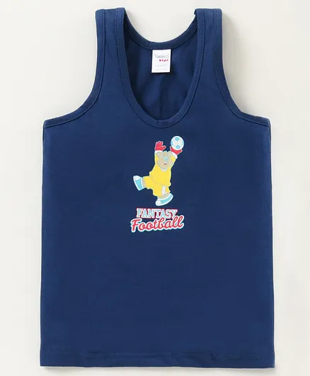 Taeko Sleeveless Vest Football Print - Navy Blue