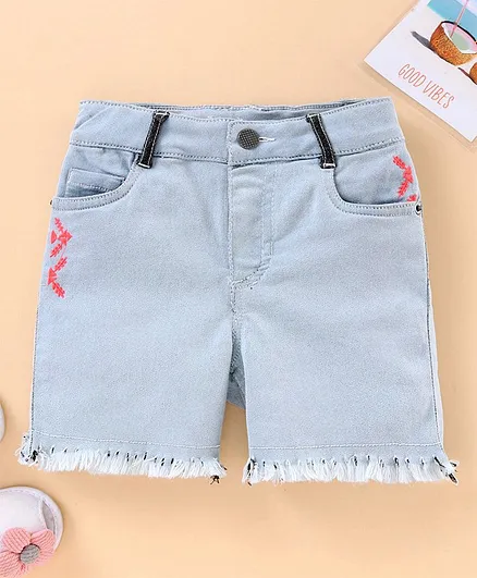 Under Fourteen Only Frayed Hem Detailing Shorts - Grey