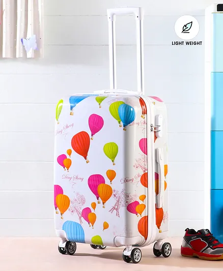 Luggage Bag With Wheels Hot Air Balloon Design White - 24 Inch Without Extended Handle