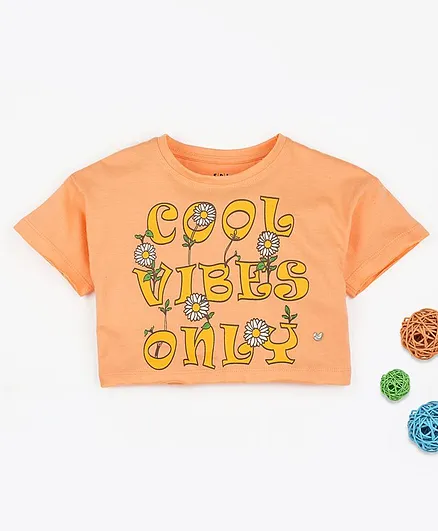 Ed-a-Mamma Short Sleeves Cool Vibes Only Print T-Shirt - Orange