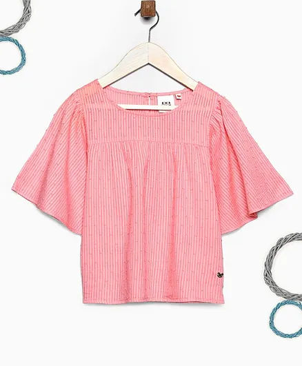 Ed-a-Mamma Half Sleeves Dobby Top - Peach