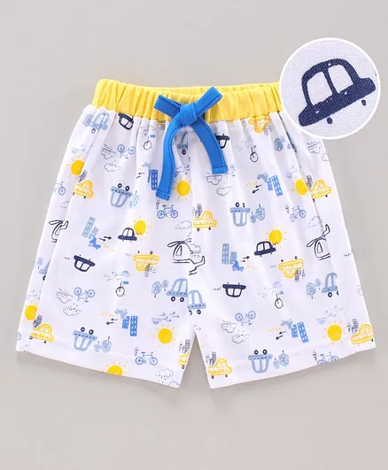 Child World Knee Length Shorts Car Print - Yellow