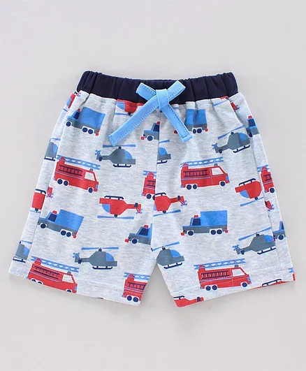 Child World Knee Length Shorts Car Print - Blue