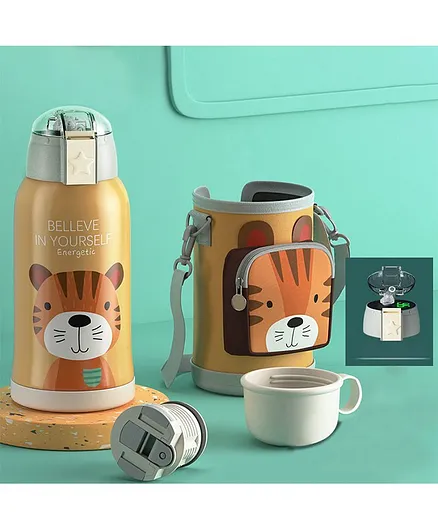 StarAndDaisy Stainless Steel Insulated Thermos with Temperature Display Brown - 550 ml