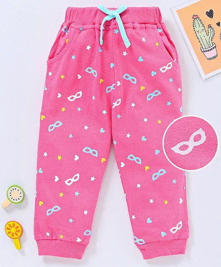 Babyhug Full Length Lounge Pant Multiprint - Pink