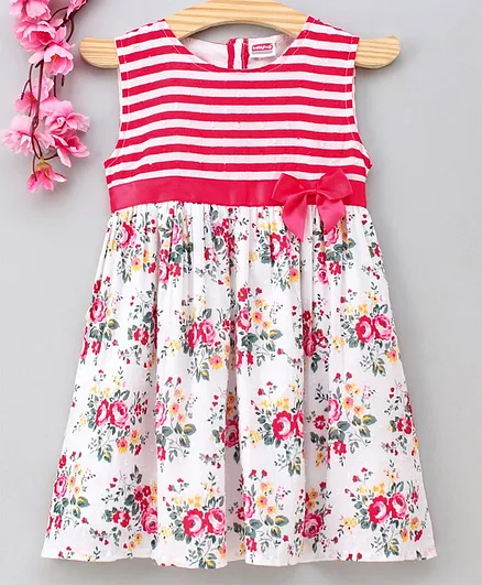 Babyhug Sleeveless Frock Floral Print - Red