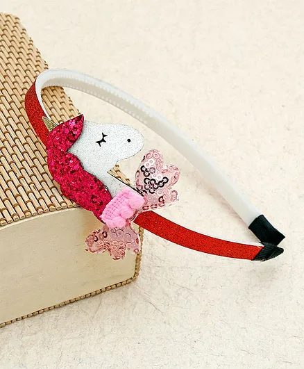 KIDLINGSS Sequined Unicorn Applique Hair Band - Red