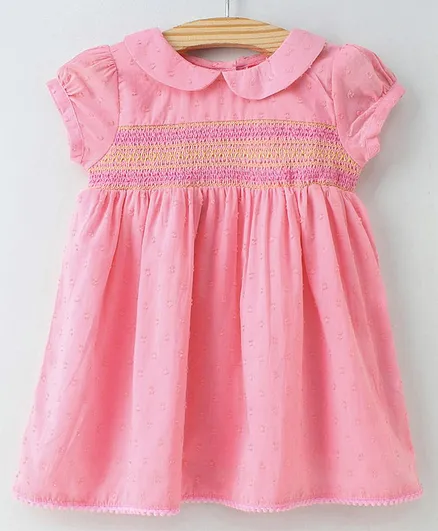 Babyhug Half Sleeves Frock - Pink