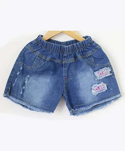 Woonie Distressed Shorts - Blue