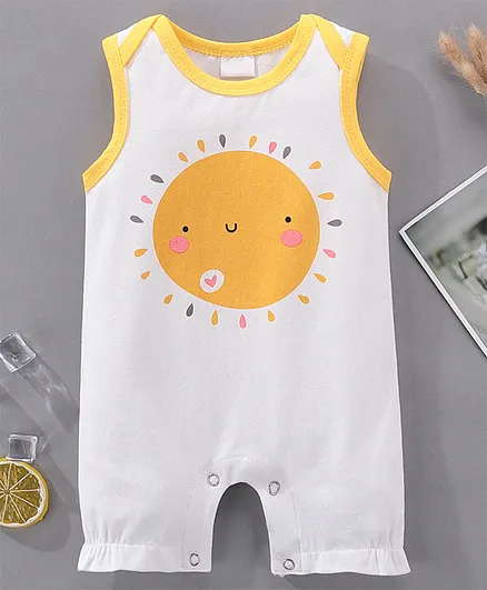 Kookie Kids Sleeveless Sun Printed Romper - Yellow