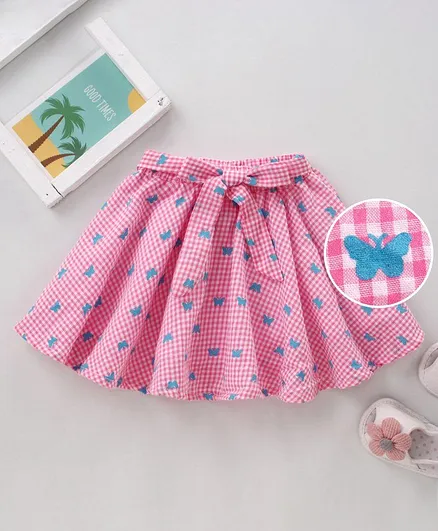 Babyhug Mid Thigh Skirt Butterfly Print- Pink