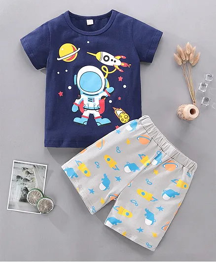 Kookie Kids Half Sleeves Nightwear - Blue