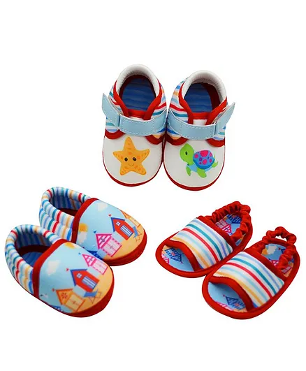 KazarMax Anti-Skid House Printed Booties Pack Of 3 - Multicolor