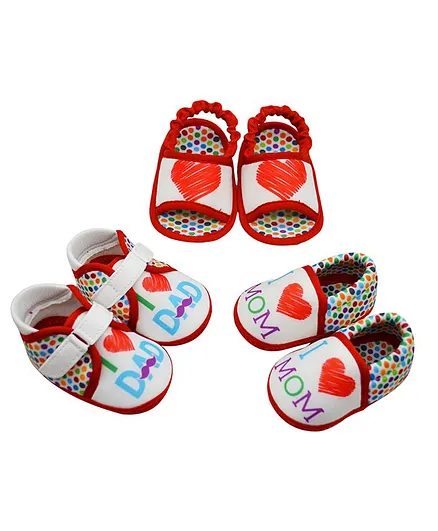 KazarMax Anti-Skid I Love Dad Print Booties Pack Of 3 - Multicolor