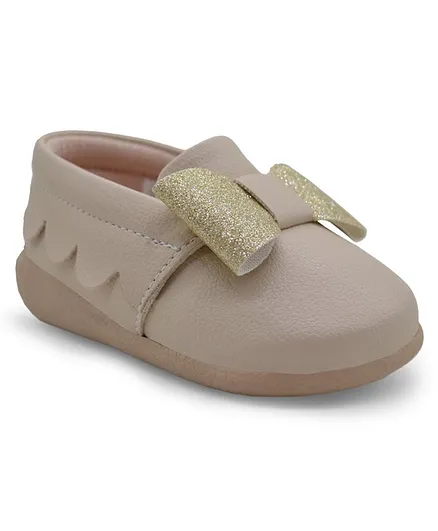 KazarMax Glitter Bow Detailing Booties - Beige