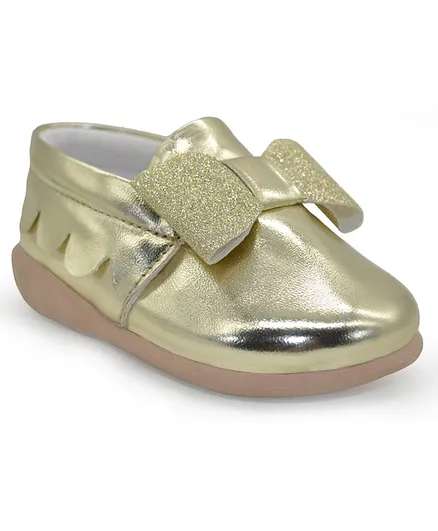 KazarMax Glitter Bow Detailing Booties - Golden