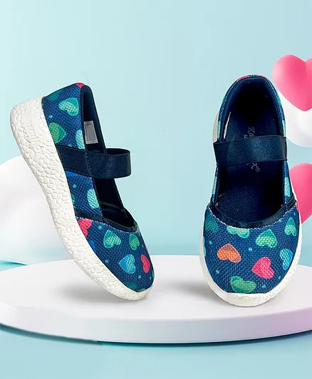 KazarMax Hearts Printed Ballerinas - Navy Blue
