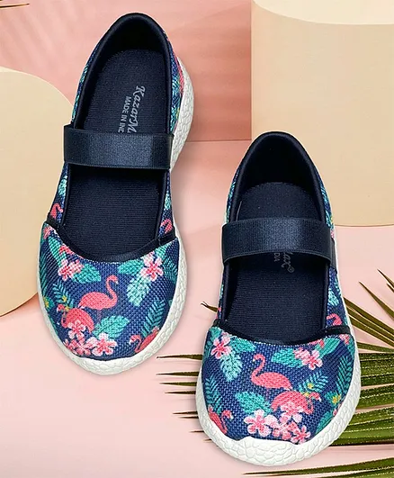 KazarMax Flamingo Printed Ballerinas - Navy Blue